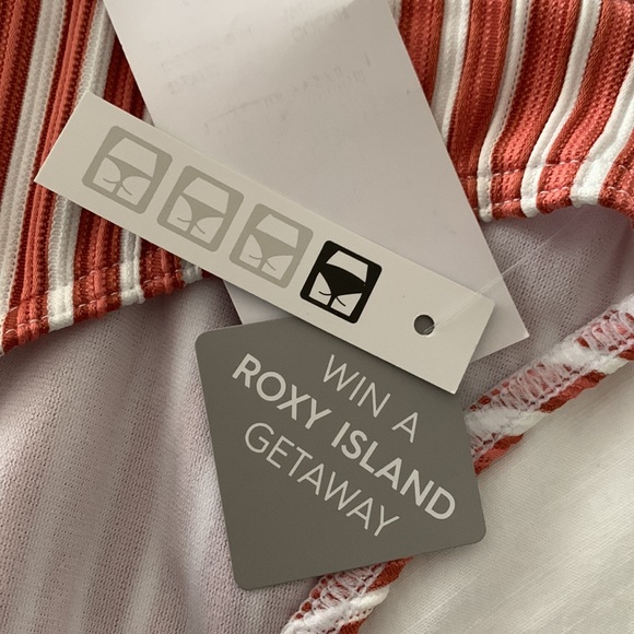 ROXY NEW coral colour xs bikini bottom striped perfect full coverage white small - Picture 4 of 9